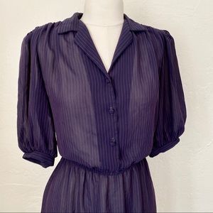 Vintage navy blue and red secretary dress